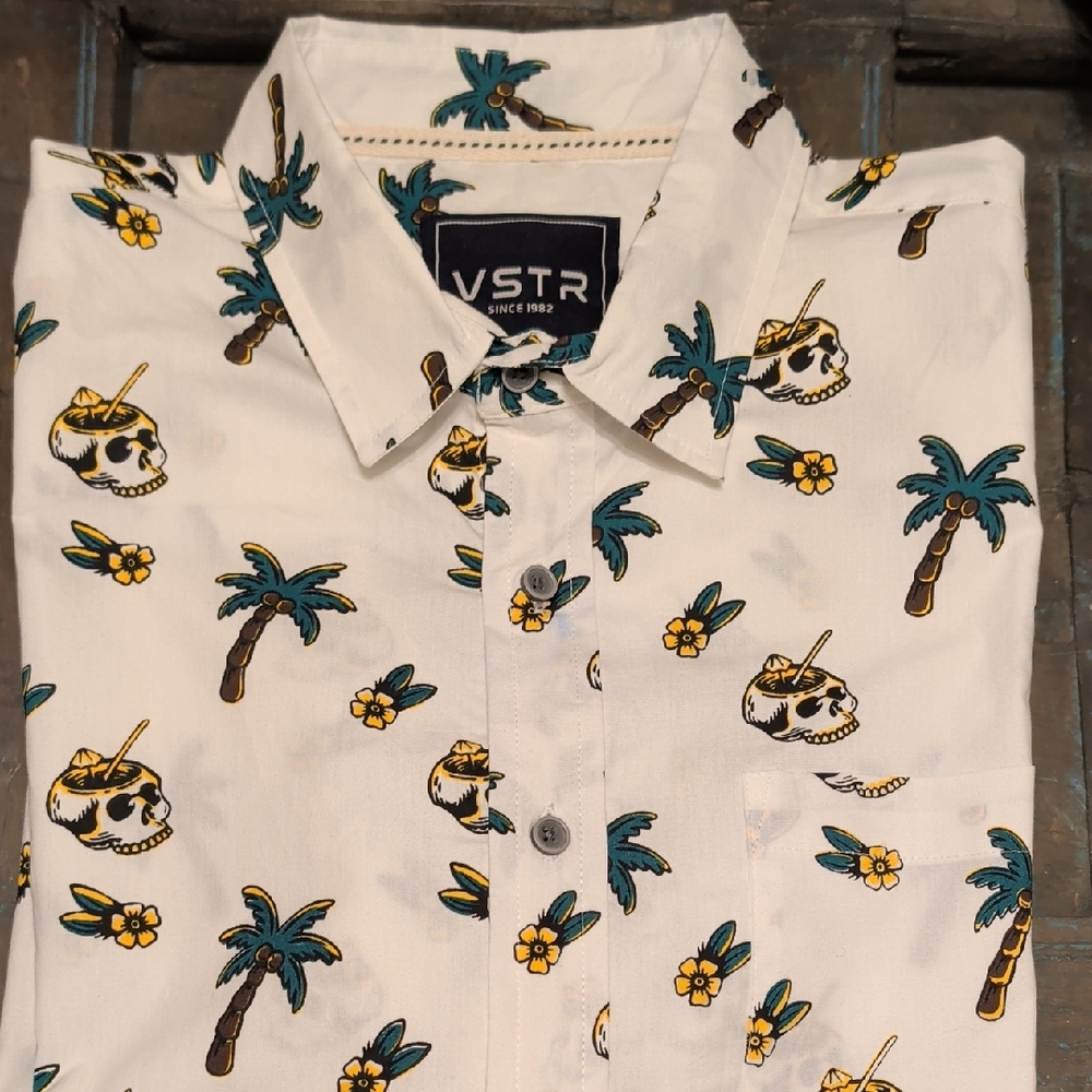 VSTR White Tropical Print Shirt